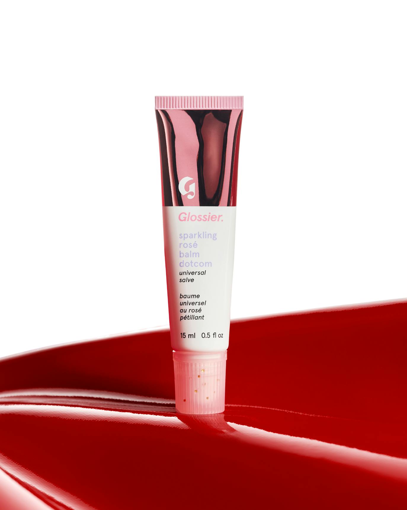 Taylor wears Sparkling Rosé Balm Dotcom.